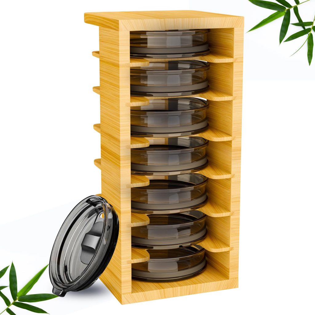 Bamboo Tumbler Lid Organizer